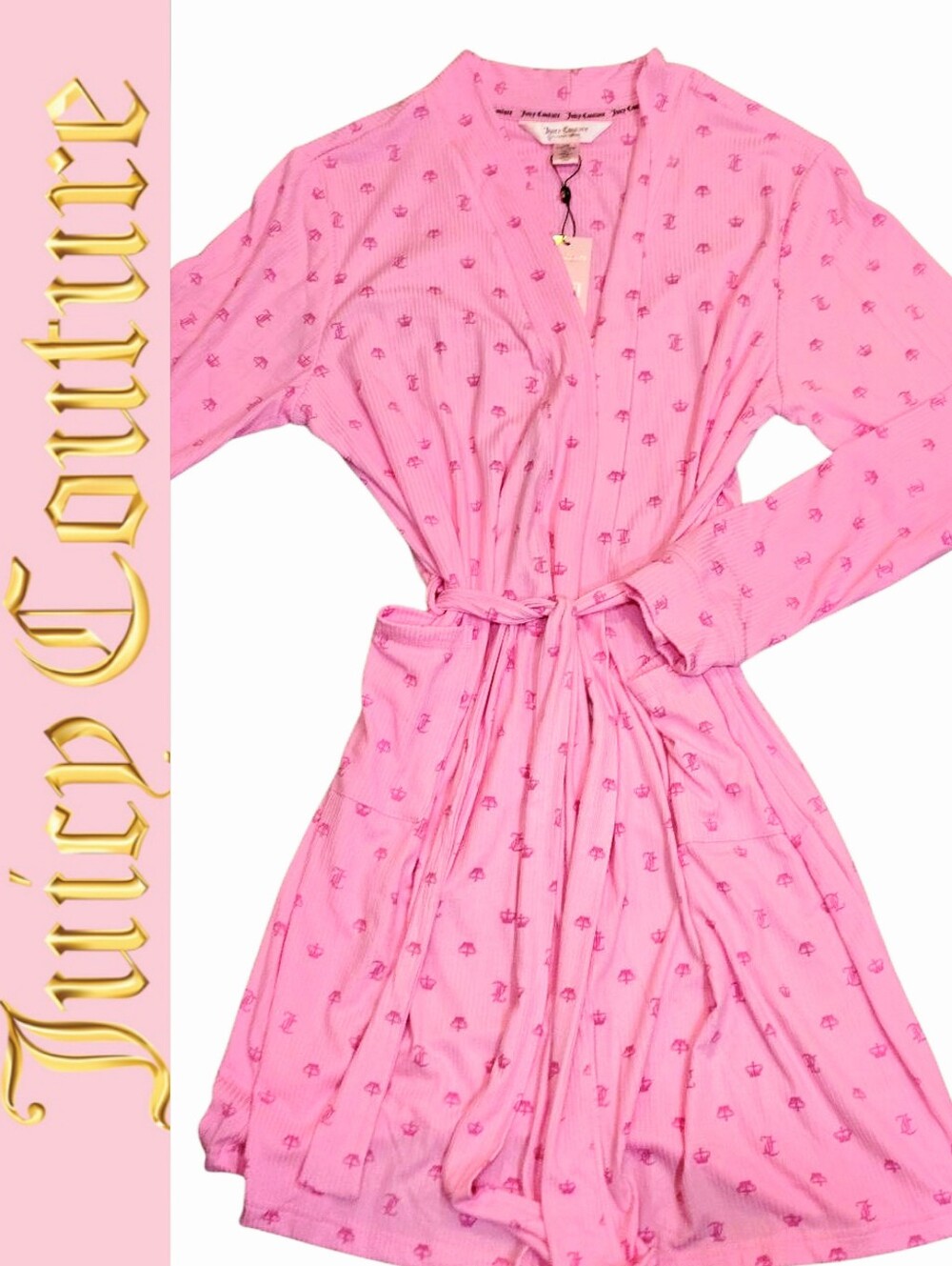 Juicy Couture Crown Logo-Print Wrap Robe